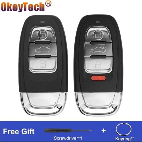 OkeyTech 3 4 Buttons Remote Control Car Key Case Shell For Audi A4l A3 A4 A5 A6L A7 Quattro Q5 Q7 A6 A8 Replacement Insert Cover