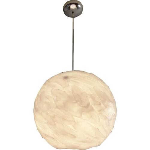 Opal and chrome acrylic ball pendant lamp, simple style, contemporary and elegant (1x60 W, E27, diameter 40