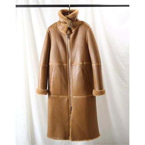 Real Fur Coat Winter Jacket 2020 New Women Natural Merino Sheep Fur Genuine Leather Long Outerwear Thick Warm Streetwear