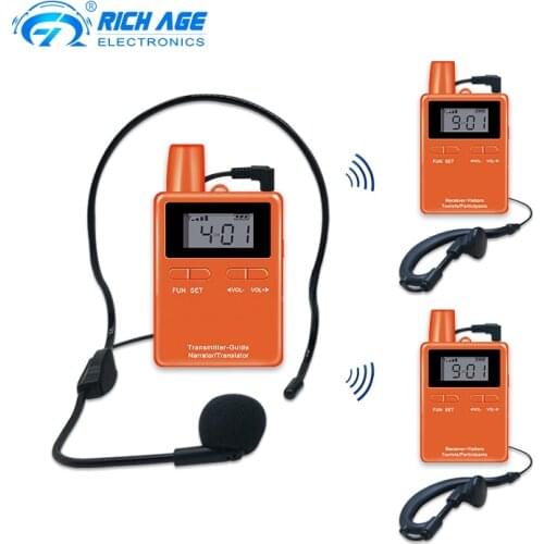 RichiTek Whisper tour guide transmitter and receiver Potable 2 Transmitters+15 Receivers For Museum With Condenser Microphone