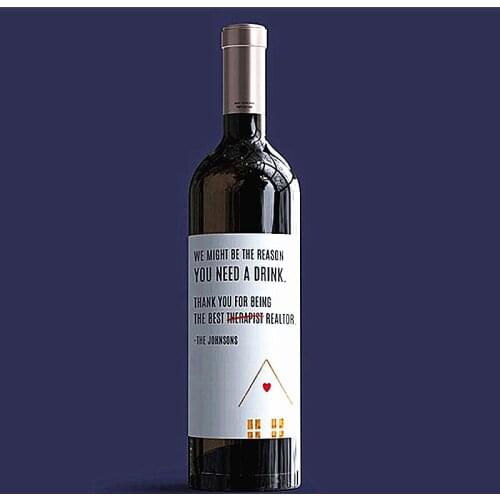 Custom New Home Thank You Present Wine Bottle Label,Funny Real Estate Agent,First Home Purchase,Mortgage Lender Thank You Gifts