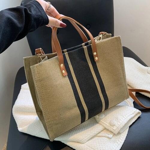 Popular Classical Big Large-Capacity 2021 New Women Trendy Canvas Handbag Travel Tote Shopper Designer Shoulder Crossbody Bag