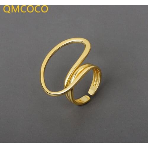 QMCOCO 2021 New Style 925 Silver Irregular Geometric Personality Open Rings Minimalist Ring for Women Party Jewelry