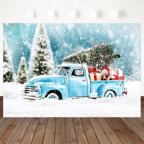 Christmas Photography Background Car X-mas Tree Snow Backdrop Child Party New year background Decoration Banner For Photo Studio