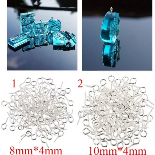 100x Silver Eye Pins Screw Eyelets Bails Findings for Jewelry Making Crafts