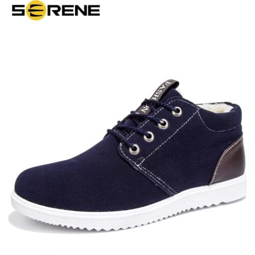 SERENE Brand Men Boots Winter With Fur 2018 Warm Snow Boots Men Winter Boots Work Shoes Men Footwear Fashion Rubber Ankle Shoes