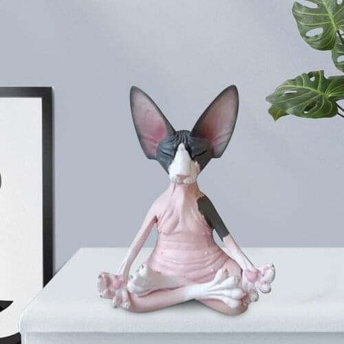Cat Meditate Statue Collectible Figurine Miniature Sphynx Desktop Decoration Animal Model Figure Home Statues Sphinx 8X8X6cm