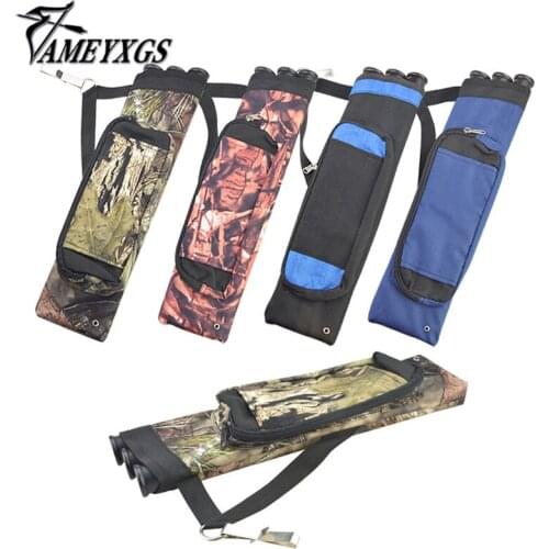 Archery 3 Tubes Arrow Quiver Oxford Cloth + Plastic Tube Hold 32 Arrows Small Pocket Storage Accessories Shooting Hunting