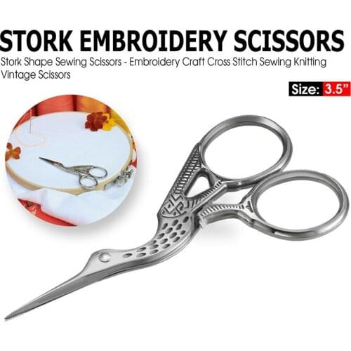 Stainless Steel Vintage Embroidery Scissors Silver Stork Cross Stitch Embroidery Scissors Tailor Fabric Cutters Thread Trimmer
