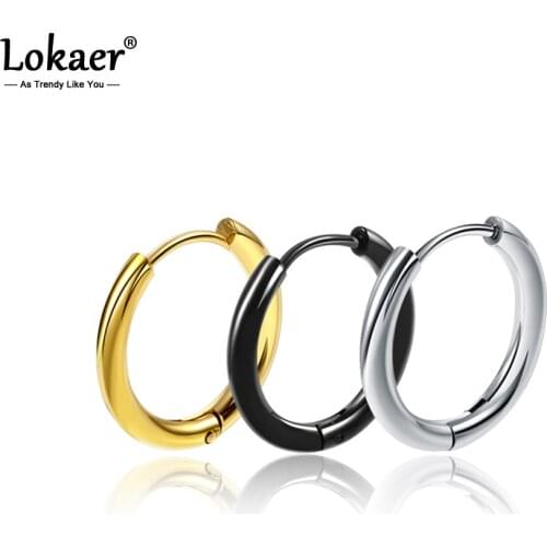 Lokaer Popular Earrings 2.5mm Wide Round Earrings Stainless Steel 3 Colors Circle Hoop Earrings Jewelry For Women Brincos E18111