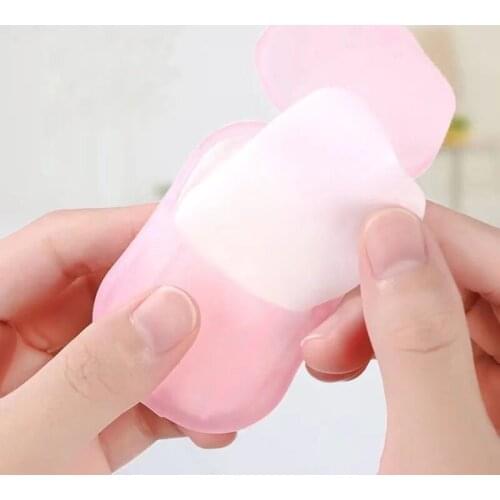 20PCS Disposable Mini Travel Soap Paper Washing Hand Bath Cleaning Portable Boxed Foaming Scented Sheets 5 Colors