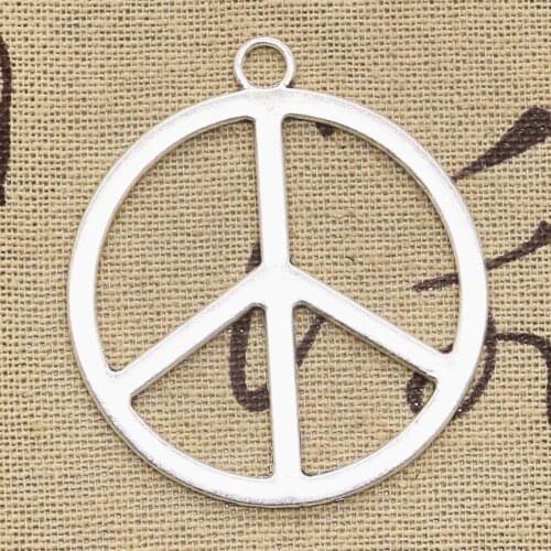 4pcs Charms Peace Symbol 47x42mm Antique Tibetan Silver Color Pendant Findings Accessories DIY Vintage Choker Handmade Jewelry