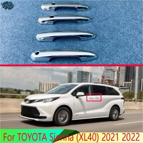 For TOYOTA Sienna (XL40) 2021 2022 Car Accessories ABS Chrome Door Handle Cover With Smart Key Hole Catch Cap Trim