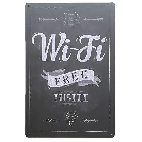 Free Wi-Fi Inside Sign - Vintage Look for Bar, Pub, Restaurant, Coffee Shop, Bistro 8 x 12 Inches Size