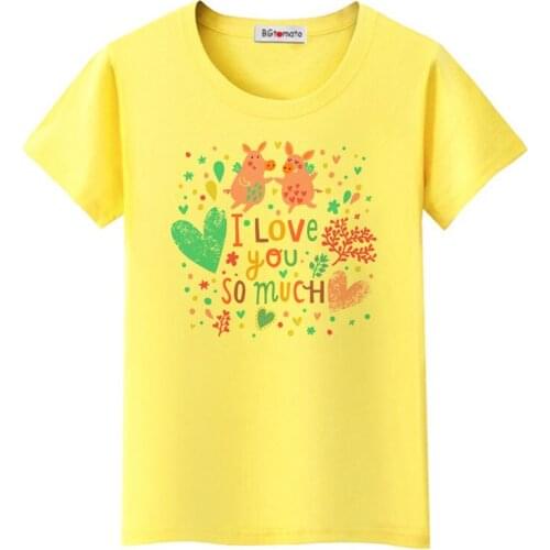 BGtomato Love you so much tshirt beautiful lovers t shirt pink clothes harajuku shirt women shirts korean clothes t-shirt