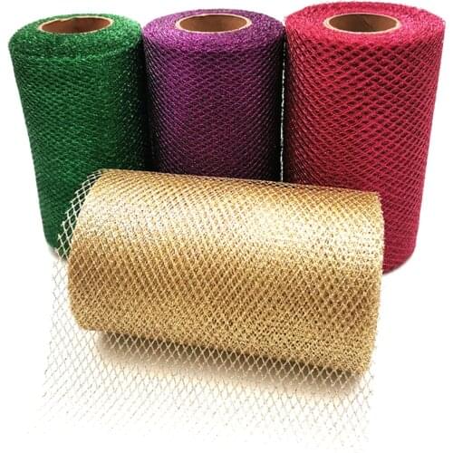15cm 25Yards Shiny Glitter Mesh Tulle Roll For DIY Christimas Tree Bow Decoration Wedding Chair Sash 22.8 Meters