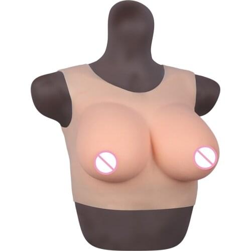D CUP Round Collar Neck Fake Artificial Boobs Realistic Silicone Breast Forms Crossdresser Shemale Transgender Drag Queen 1G