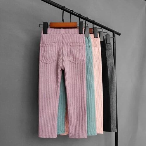 Kids Baby Pants Spring Autumn Boys and Girls Cotton PP Back Pocket Pant Children High Waist Straight Pants Childrens Bottoms