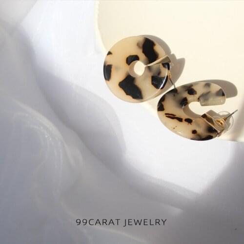 99 carat Euro American gold with leopard Earrings translucent texture twisted ring personality female