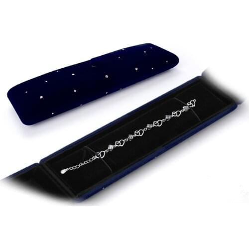 Dark Blue Velet Long Chain Packaging Gift Jewelry Box For Female Earings Wedding Rings Bracelet Storage Case Jewellery Holder