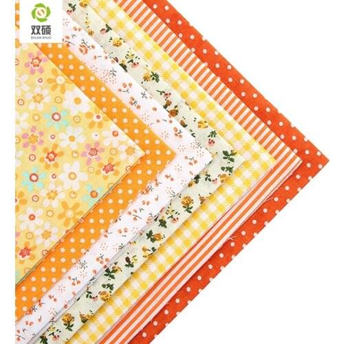 Cotton Fabric No Repeat Design Orange Series Patchwork Fabric Fat Quarter Bundle Sewing For Fabric 7pieces/lot 50x50cm A1-7-4