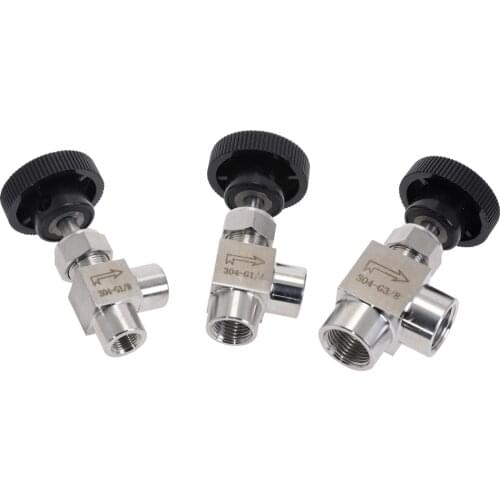 Stainless Steel 304 Needle Valve 1/8'' 1/4'' 1/2'' BSP Right Angle Female Thread Adjustable Control Valves for Water Gas Oil