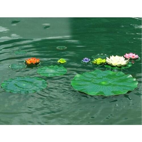 28 cm Garden Home Decor Artificial Flower Lotus Leaf EVA Material Fish Tank Water Pool Decorations Green Plant Craft Ornament Fr