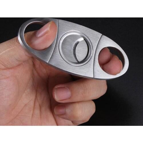 Stainless Steel Pocket Double Blades Cigar Cutter Guillotine Classic Portable Metal Cigar Scissors Sharp Accessories Gift