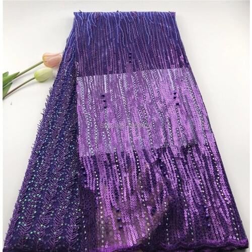 Shiny Sequins Bridal French Lace Beautiful Flowers Beaded/Stones African Tulle Lace Fabric Nigeria Buba Sewing Cloth For Party