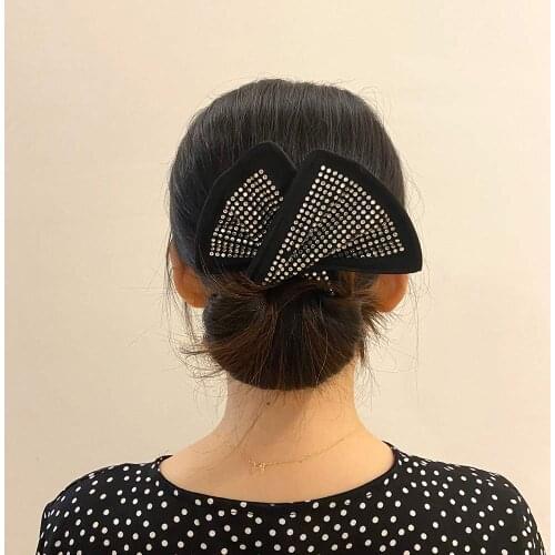 Full Rhinstone Solid Bun Quick Setting Strip Tools Headband Hair Bow Hold Hairband Hairpins 2021 Headwear Hair Accessories