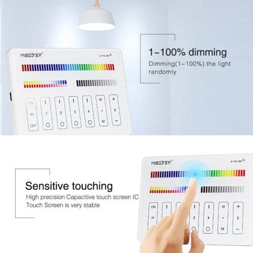 Miboxer M4 4 zone RGB+CCT touch Panel Italian Standard DC3.3V 2.4G Wireless Controller Transmitting RF Remote Tempered glass