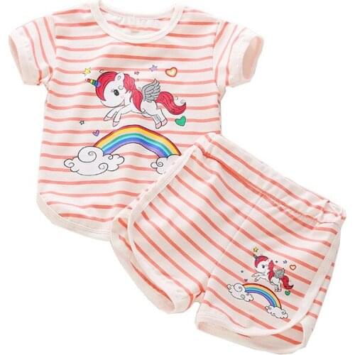Fashion 2PCS Toddler Baby Girls Kids Unicorn Clothes Suits Summer T-Shirt Tops Short Pants Outfits Set Clothes