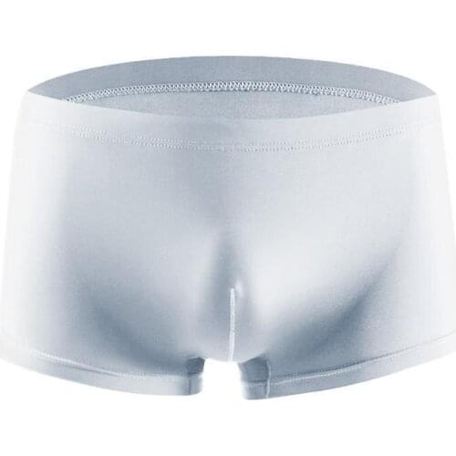 Men Ice Silk Smooth Breathable Boxers Bulge Pouch Shorts Underpants Underwear