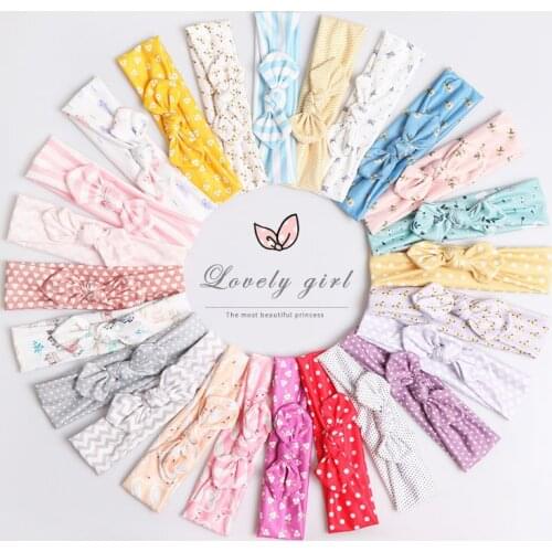 Nishine 3pcs/lot Boutique Newborn Headband Set Dot Floral Pattern Knotted Turban Infant Baby Headwear