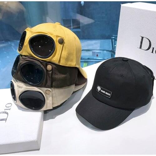 Adult Novelty Pilot Glasses Goggles Baseball Cap Harajuku Hip Hop Vintage Sunglasses UV Protection Outdoor Sunscreen Peaked Hat