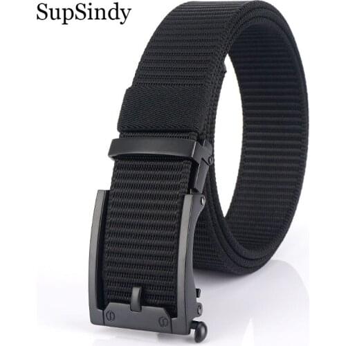 SupSindy Man Nylon Belt Luxury Metal Automatic Buckle Canvas Tactical Belts for men Fashion Jeans Waistband Outdoor Male Strap