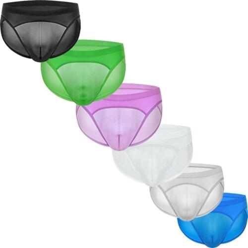 Mens Briefs Ultra-thin Mesh See Through Sissy Underwear Male Briefs Seamless Breathable Bikini Slip Homme Gay Panties Cuecas