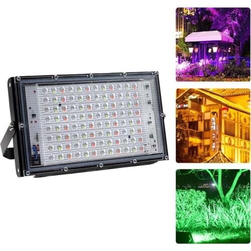 50W 100W LED Floodlight RGB AC220V 230V Outdoor IP65 Waterproof For Projector Street Spotlight Wall Landscape Garden Square Lamp