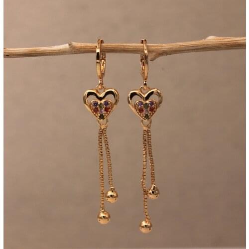 Dangle Drop Earrings Cubic Zirconia Heart Copper Earring For Women Fashion Jewelry Accessories Wedding Party Anniversary Gift