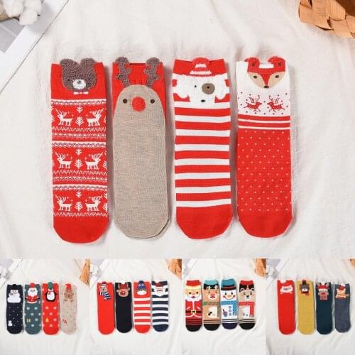 Cotton Christmas Socks Christmas Decorations for Home Xmas Gifts Stockings Christmas Tree Pendant New Year Decor 8cm*26cm 1pair