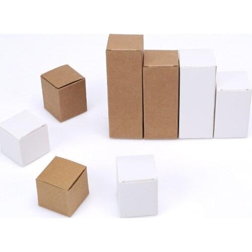 100pcs Carton Kraft Paper Box White and Brown Color Various Sizes Wedding Gift Packing Boxes Wedding Candy Box