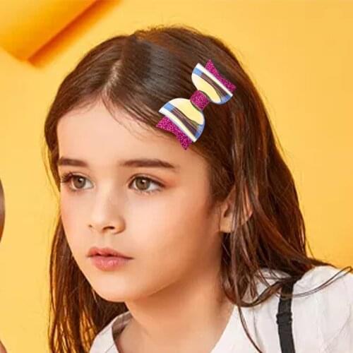 2Pcs/Lot Wholesale Children Clip Bow Tail Magic Color Onion Powder Hair Accessories Duckbill Hairpin