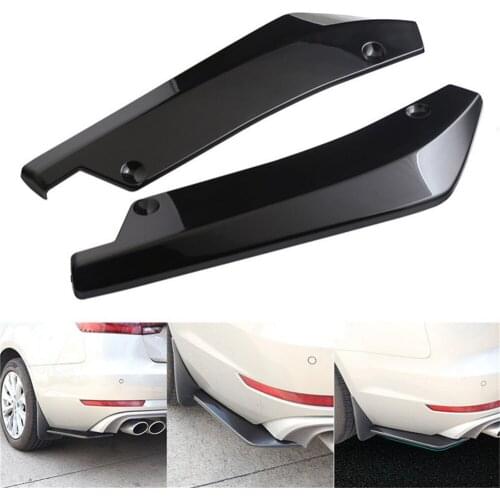 2PCS/Packed Auto Car Rear Bumper Spoiler Canards Diffuser Car Side Fin Scratch Protector Black Rear Lip Wrap Angle Splitters
