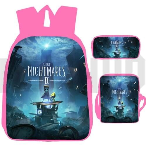 3 Pcs/Set Little Nightmares 2 Backpacks for School Teenagers Girls Anime 3D Print Schoolbags Laptop Pink Book Bag Back To School
