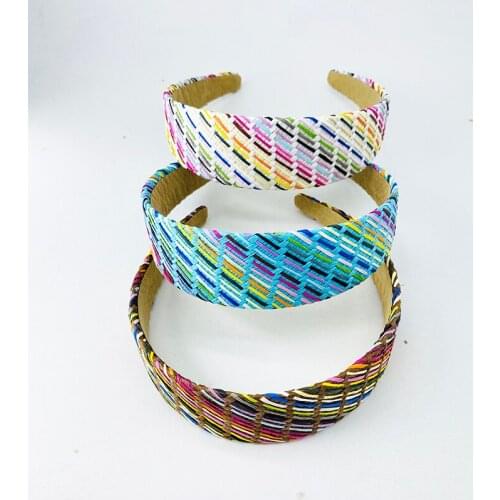 4cm Width Weave Headband for Women Simple Hairband Fashion Light Blue/Withe Hair Hoops Girl Wholesale Headbands