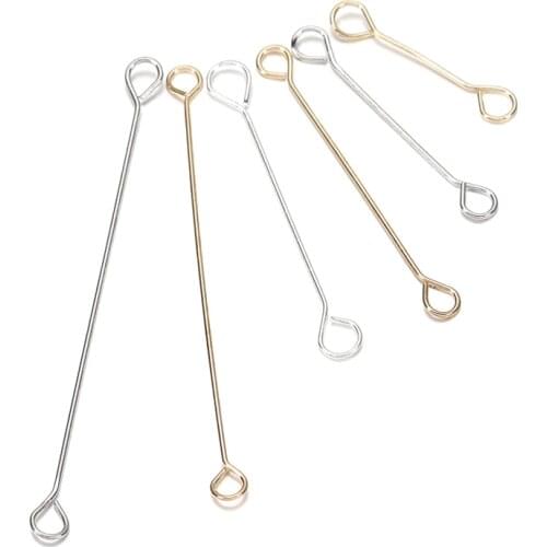 50Pcs/lot Metal Steel Double Circle Eye Pin Cylinder Bar Earrings Connectors Rod For DIY Earrings Jewelry Making Accessories