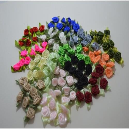 50pcs/lot)Multicolor ribbon 3D pink rose diy floral for garment supplies sewing appliques accessories wedding decoration1807072