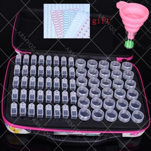 70 Bottles Diamond Painting Cross Stitch Accessories Tool Box Container Diamond Storage Full Square 5D Embroidery Mosaic funnel