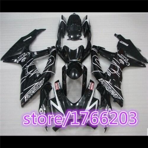 Free Custom Injection fairing set for SUZUKI K8 GSXR 600 750 2008 2009 2010 black fairings bodywork GSXR600 GSXR750 08-10