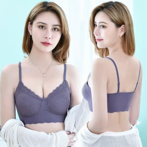 Seamless Bras for Women Push Up Bras No Wire Brassiere A B Cup Latex Underwear Sexy Lace Bra Three Quarters(3/4 Cup) Lingerie